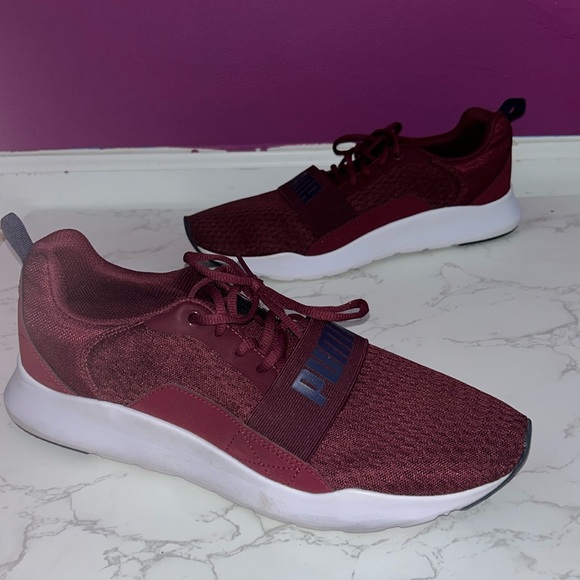 MENS Maroon Puma Casual Sneakers - Picture 4 of 10